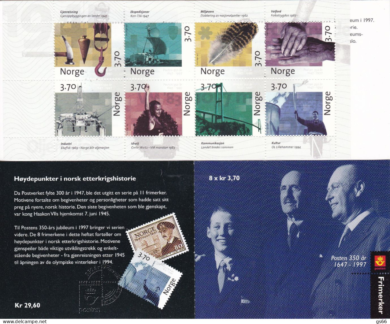 Norge, 1997, 1249/56 Booklet 31, MNH **, 350 Jahre Norwegische Post (III). - Carnets