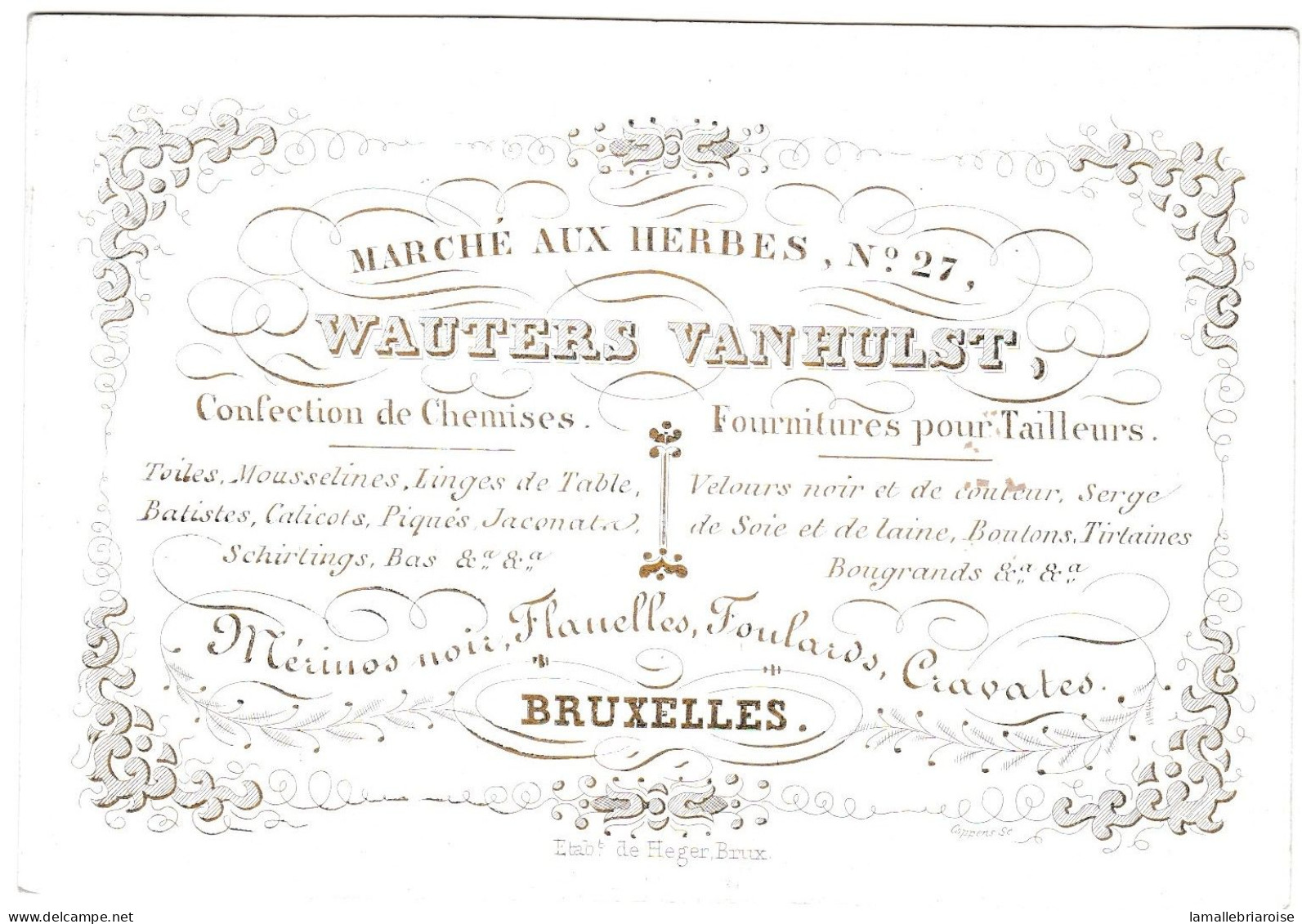 Belgique "Carte Porcelaine" Porseleinkaart, Wauters Vanhulst, Confection De Chemises, Bruxelles, Dim:127 X 88mm - Porcelaine