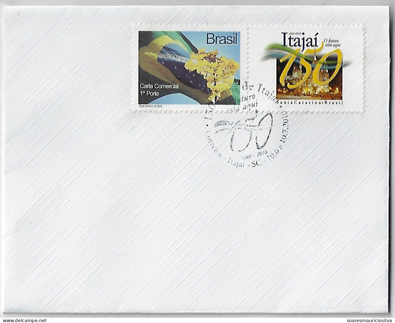 Brazil 2010 Cover Commemorative Cancel Personalized Stamp 150 Years Itajaí Mother Church Parish Of The Blessed Sacrament - Personalized Stamps