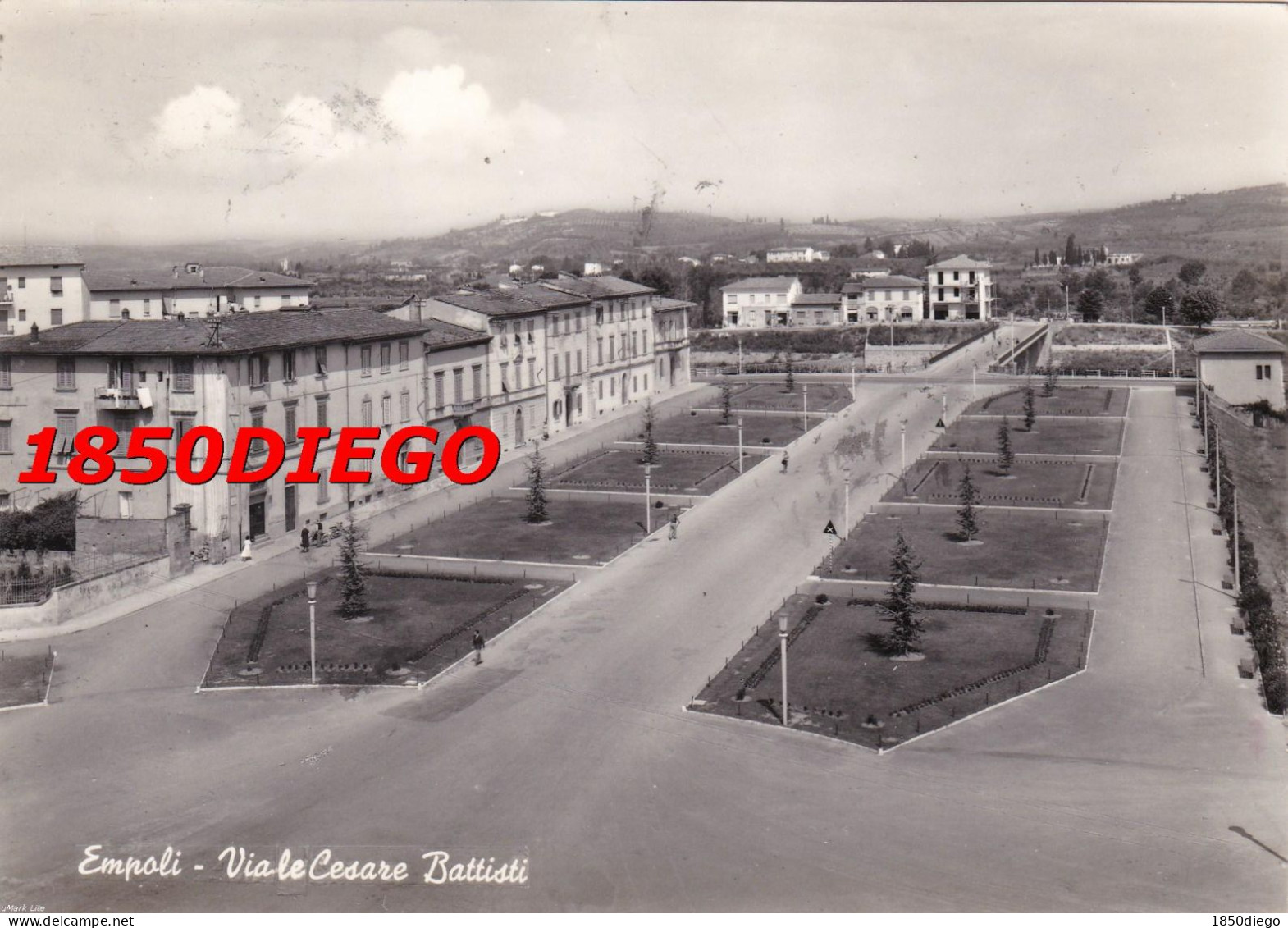 EMPOLI - VIALE CESARE BATTISTI F/GRANDE VIAGGIATA 1957 ANIMAZIONE - Empoli