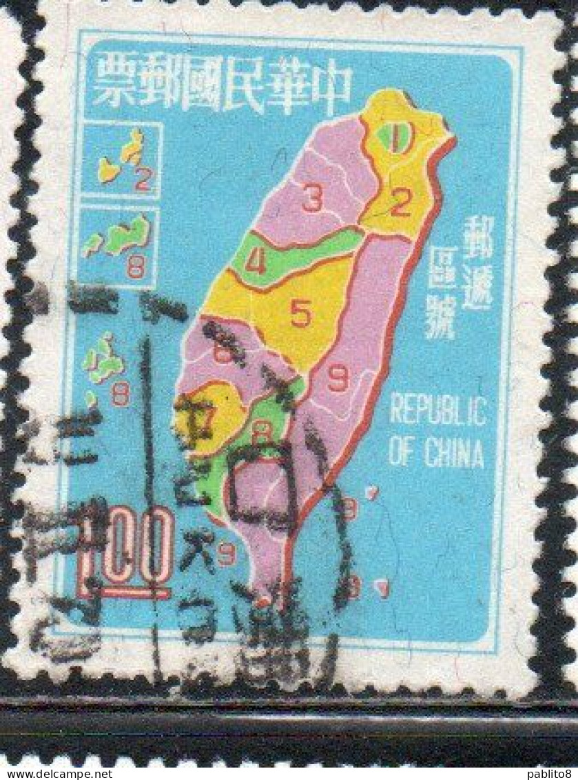 CHINA REPUBLIC CINA TAIWAN FORMOSA 1970 POSTAL ZONE MAP CODE SYSTEM 1$ USED USATO OBLITE - Gebraucht