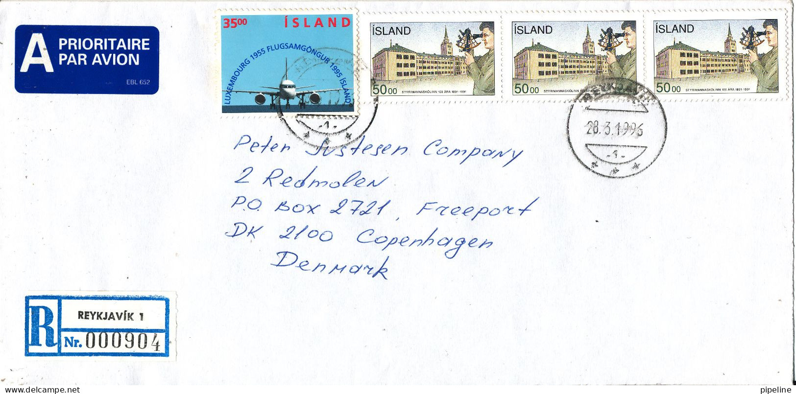 Iceland Registered Cover Sent To Denmark 28-3-1996 Topic Stamps (from The Embassy Of RUSSIA Reykjavik) - Brieven En Documenten