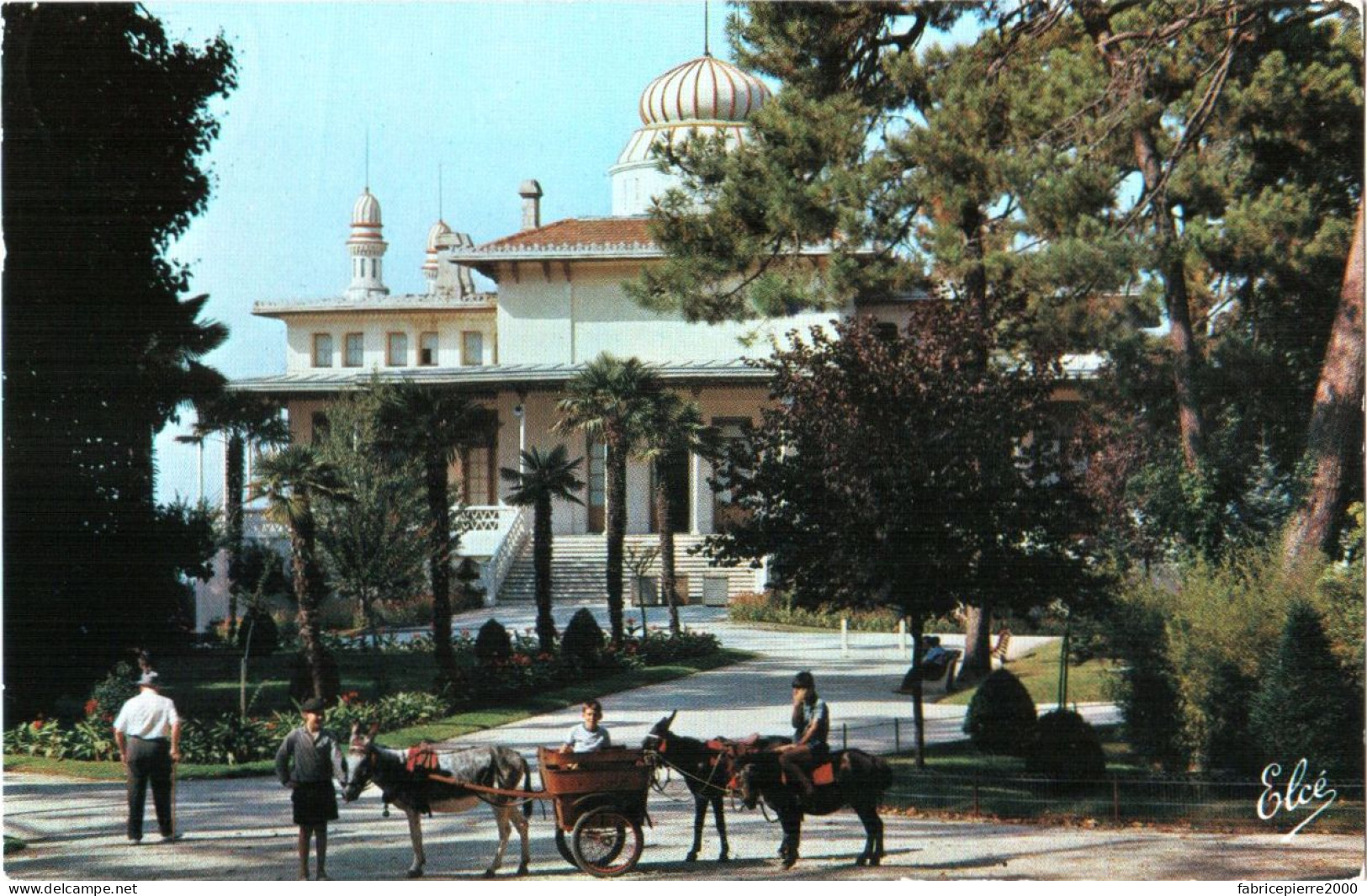 CPM 33 (Gironde) Arcachon - Cariole Tirée Par Des ânes Devant Le Casino Mauresque TBE Flamme Illustrée 2 Scan Chatagneau - Casinos