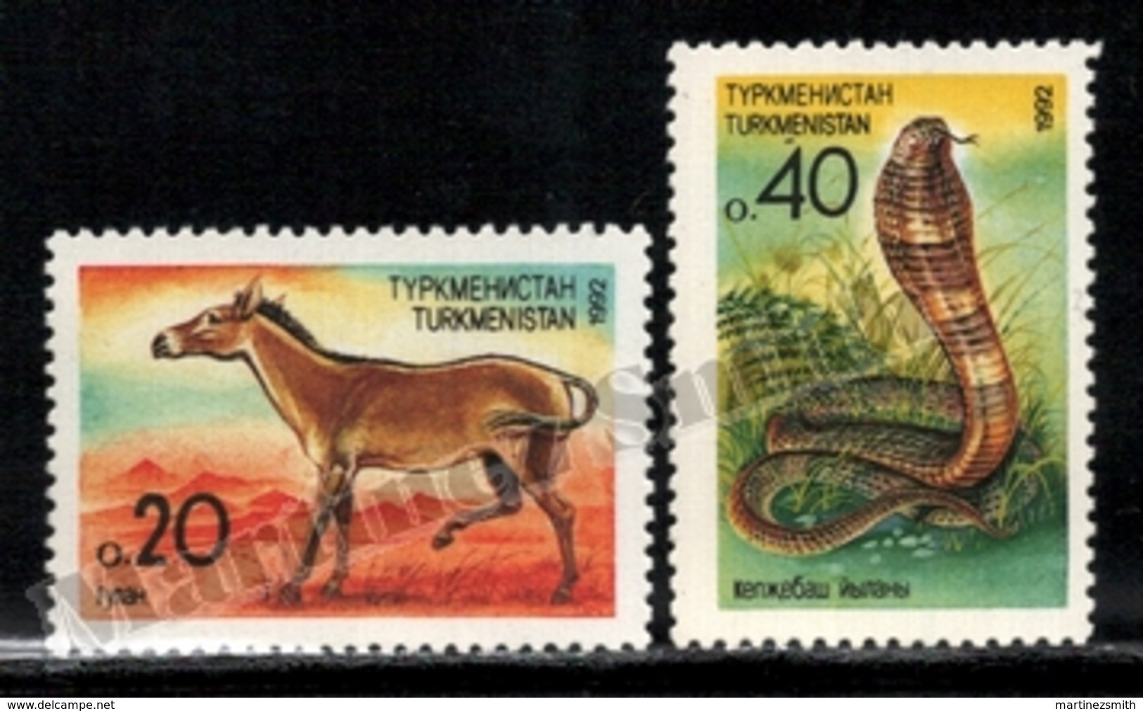 Turkmenistan 1992 Yvert 10-11, Fauna. Wild Animals. Onager/Ass & Cobra - MNH - Turkménistan