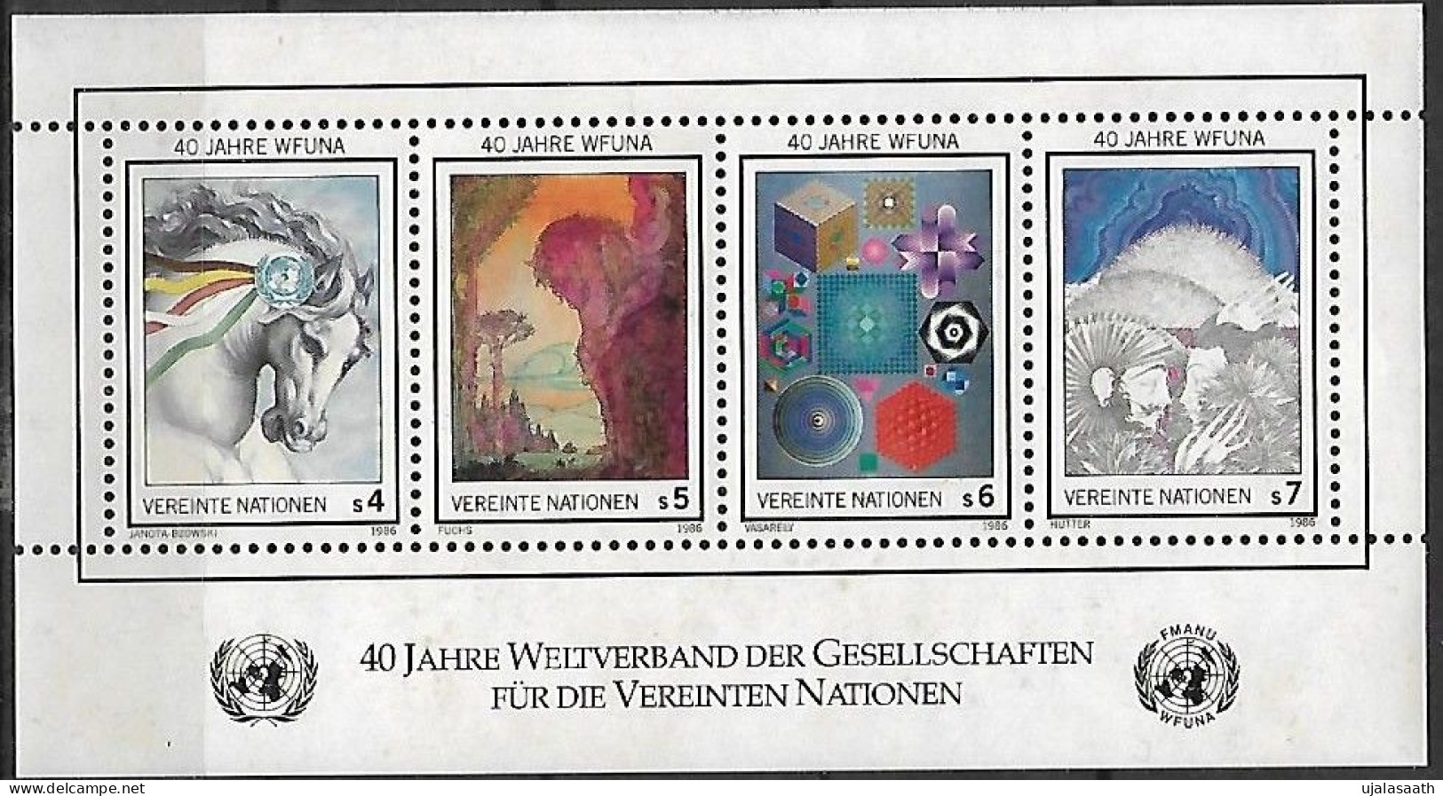 1986-United Nations, 40th Anniv. Of World Federation Of UN Associations, 3 MS With 4 Stamps Each, Full Set-MNH. - Collezioni & Lotti