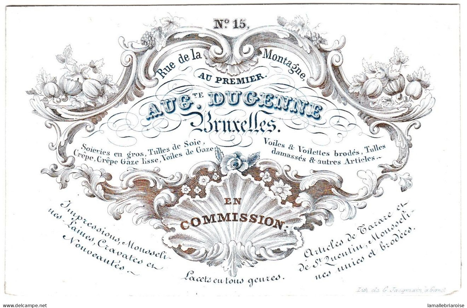 Belgique "Carte Porcelaine" Porseleinkaart, A. Dugenne, Soieries En Gros, Bruxelles, Dim:108 X70mm - Porcelaine