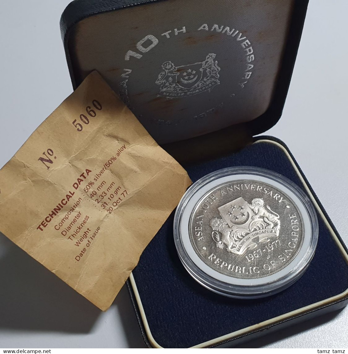 Singapore 10 Dollars Comm. 10th Anniversary Of ASEAN 1977 Silver Coin Incl. Box - Singapour