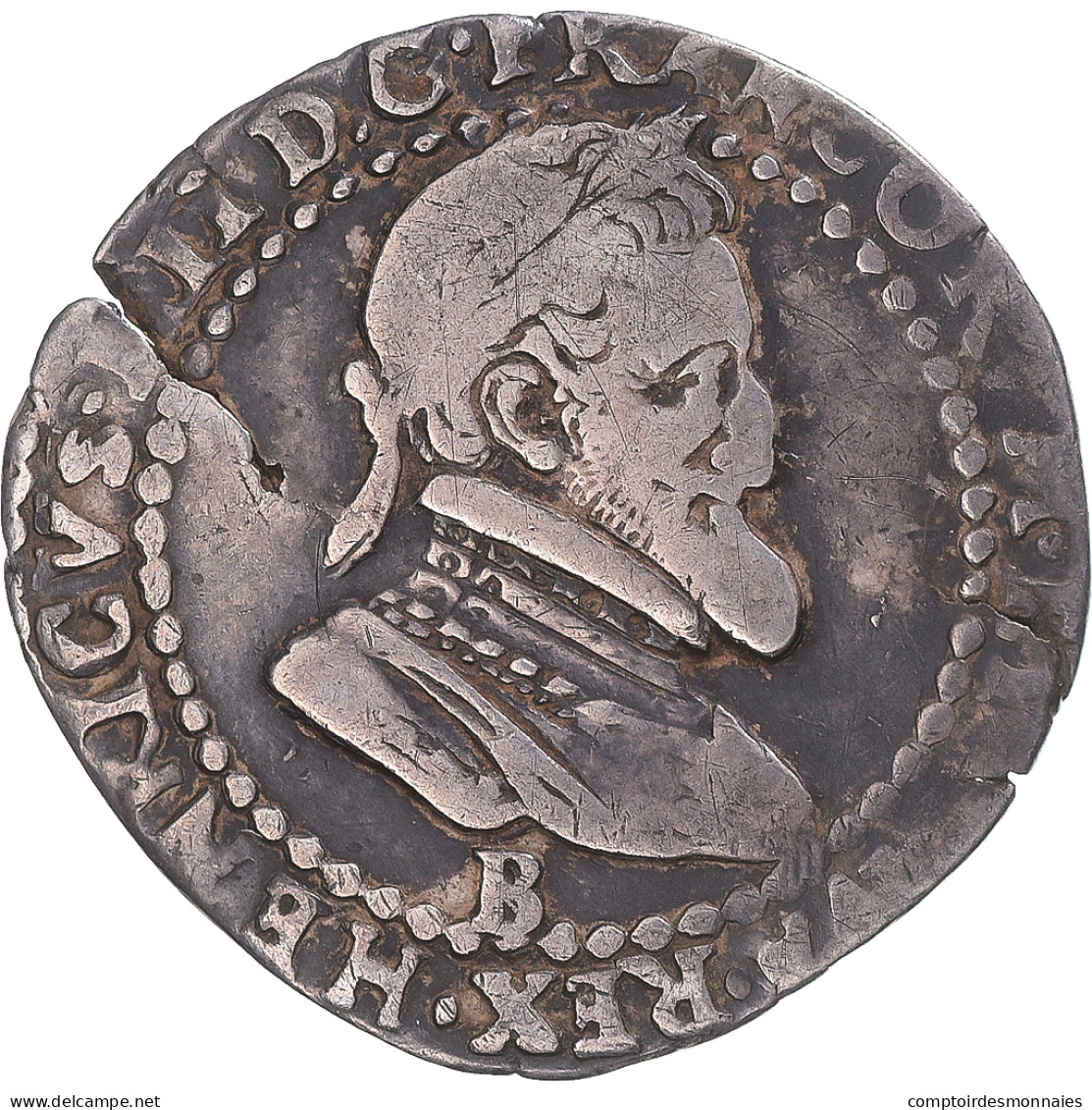 Monnaie, France, Henri IV, 1/4 Franc, 1594, Rouen, Inédit !, TB+, Argent - 1589-1610 Henry IV The Great