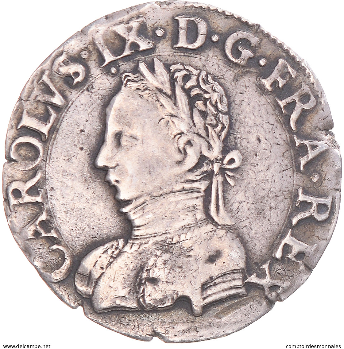 Monnaie, France, Charles IX, Demi Teston, 1573, Poitiers, TTB, Argent - 1560-1574 Charles IX