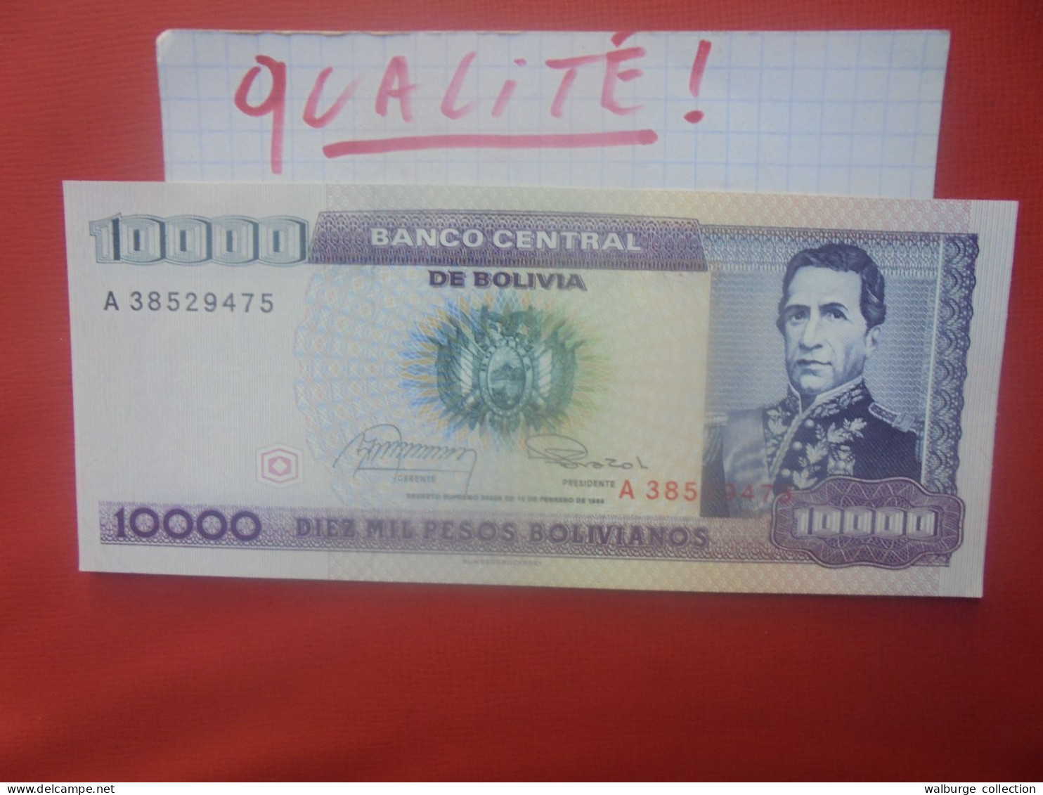 BOLIVIE 10.000 PESOS BOLIVIANOS 1984 Peu Circuler - Bolivien