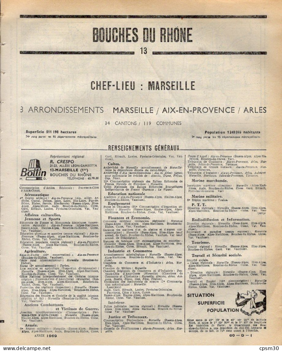 ANNUAIRE - 13 - Département Bouches Du Rhône - Année 1952 édition Didot-Bottin - 368 Pages - Telephone Directories