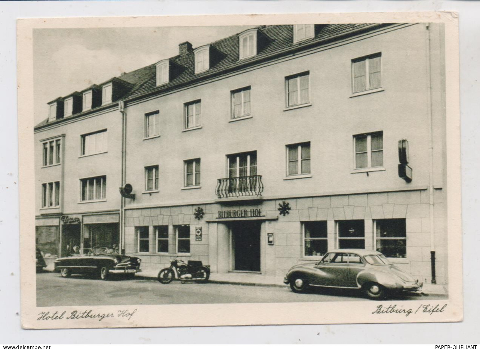 5520 BITBURG, Hotel Bitburger Hof, Wwe. Theodor Eiler, AUTO - UNION, Motorrad - Bitburg