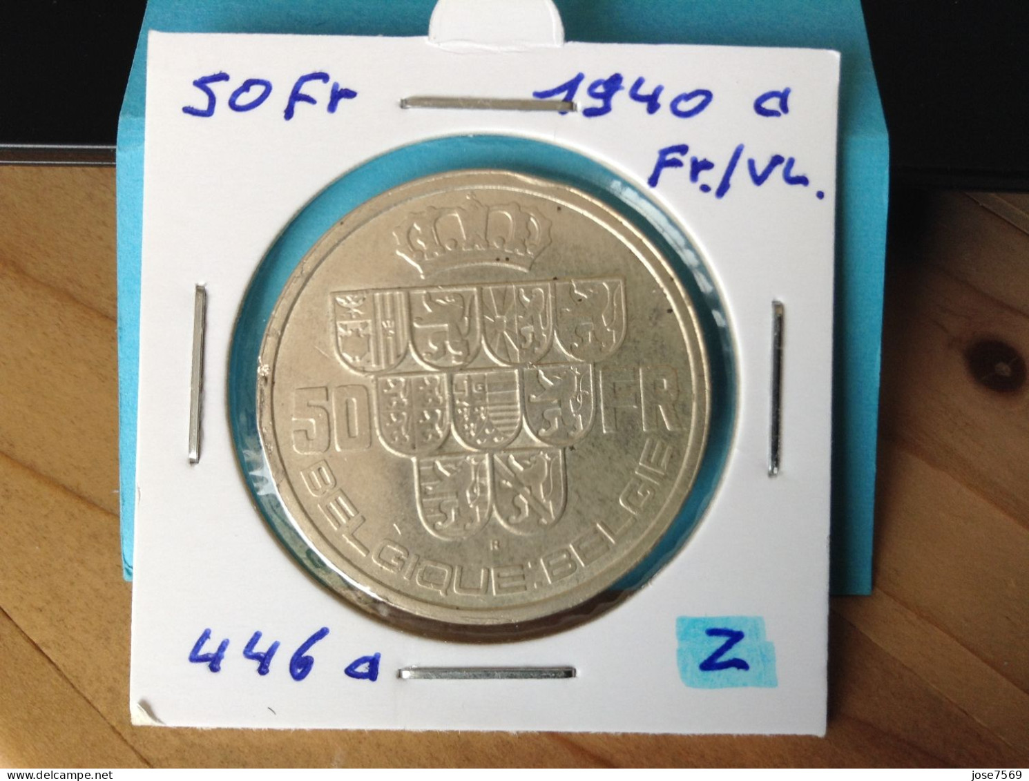 België Leopold III 50 Frank 1940 Fr-Vl Zilver. (Morin 446a) - 50 Francs