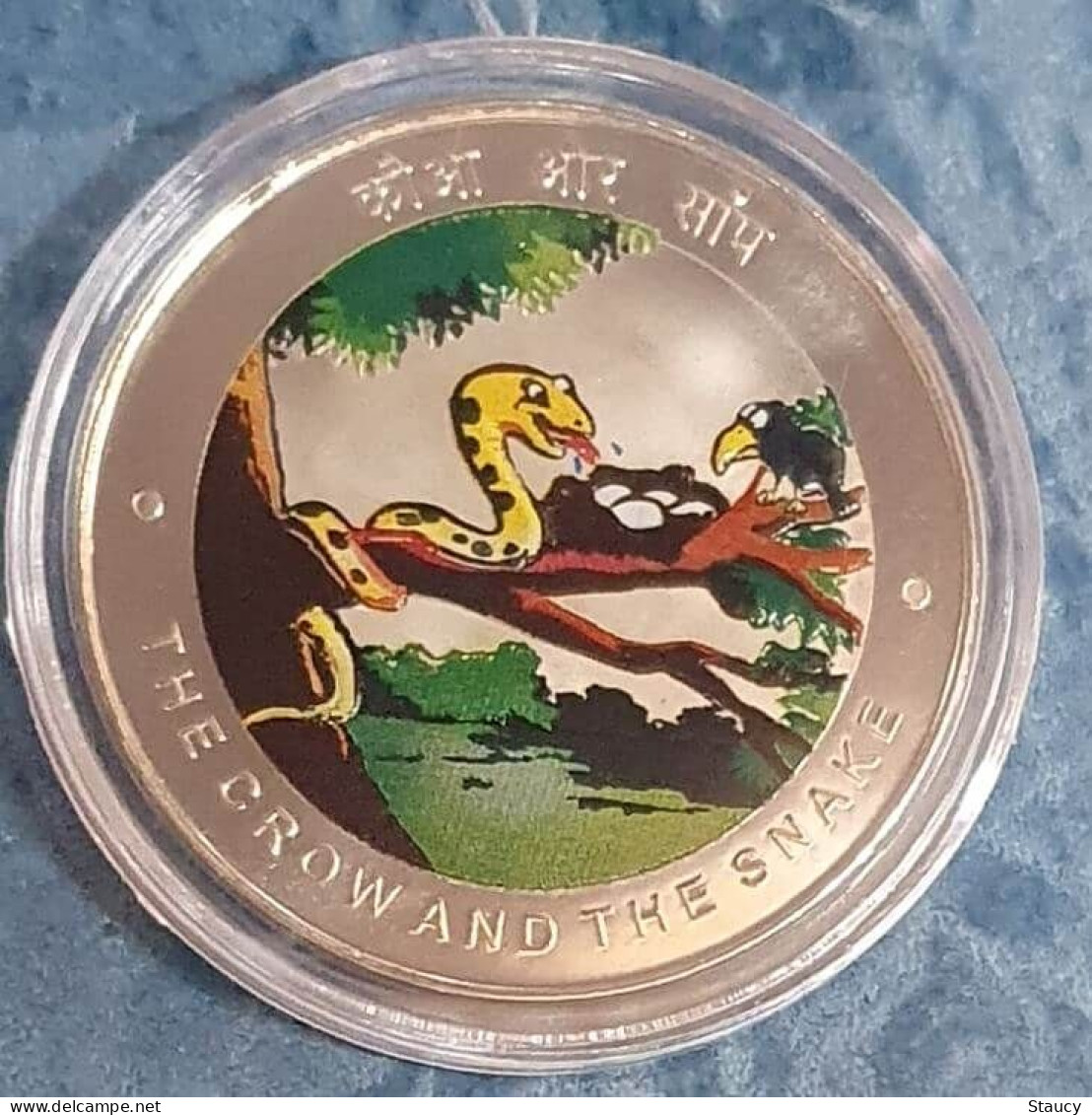 INDIA 2022 PANCHATANTRA SOUVENIR COIN (SNAKE & CROW) “The Crow And The Snake” UNC As Per Scan - Fictifs & Spécimens