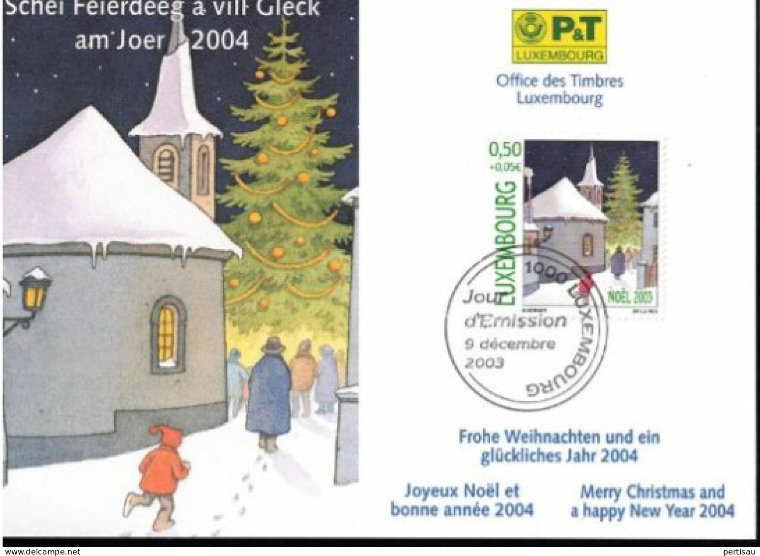 Wenskaart Joyeux Noel Et Bonne Annee 2004 Speciale Afstempeling 2003 - Commemoration Cards