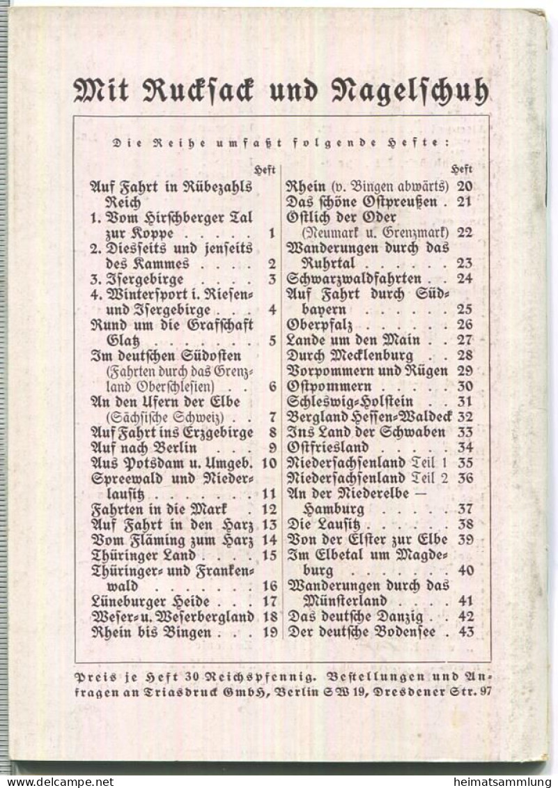 Mit Rucksack Und Nagelschuh Heft 12 - Auf Fontanes Spuren Durch Die Mark Brandenburg 1932 - 40 Seiten Mit 12 Abbildungen - Non Classés