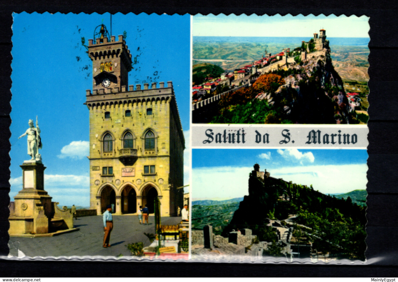 SAN MARINO - 1963 Postcard Stamps With Airplane Dinosaurs Fish (BB059) - Lettres & Documents
