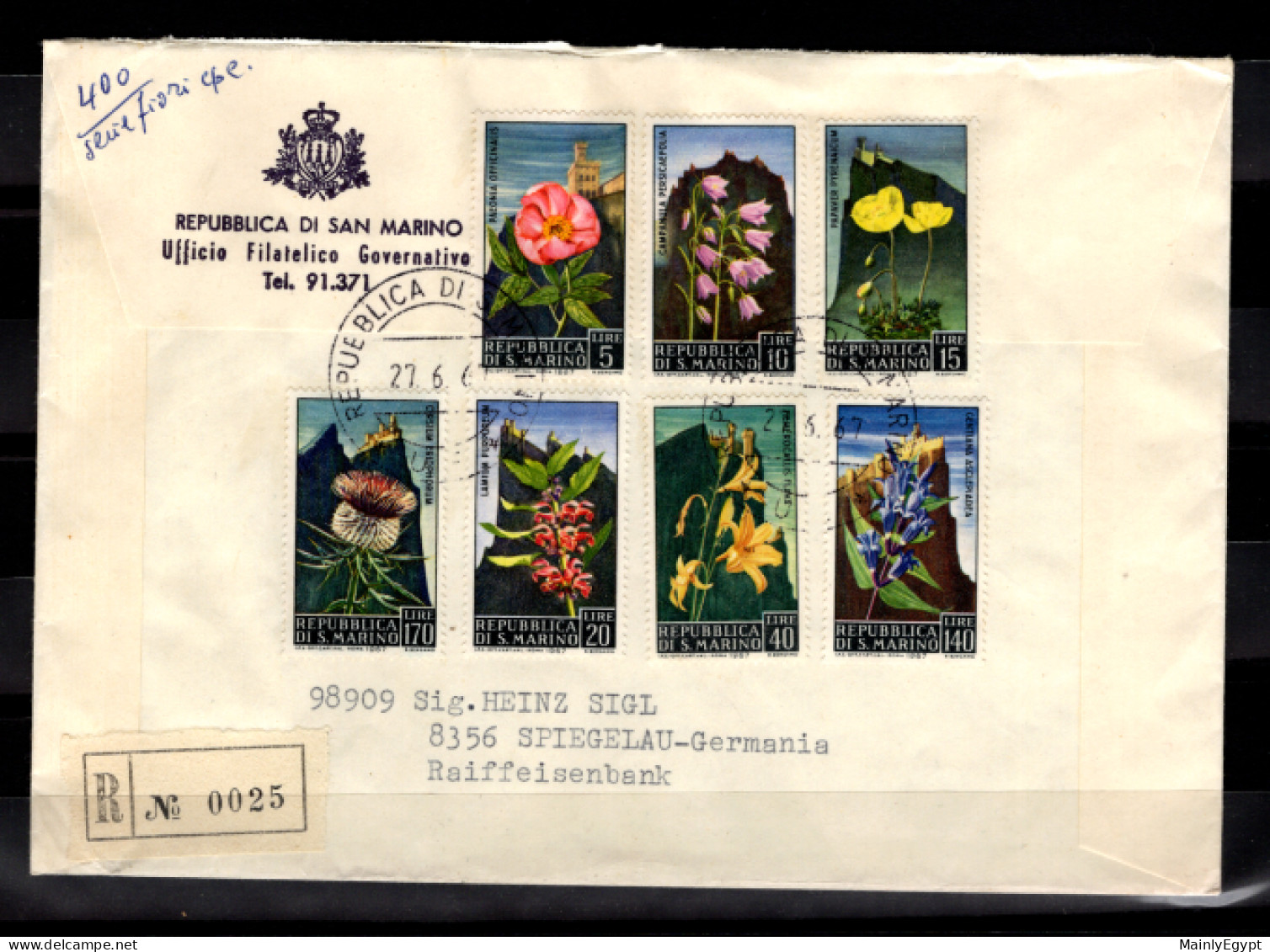 SAN MARINO - 1967 FDC Mi. 880-6 - Flowers (BB061) - Lettres & Documents