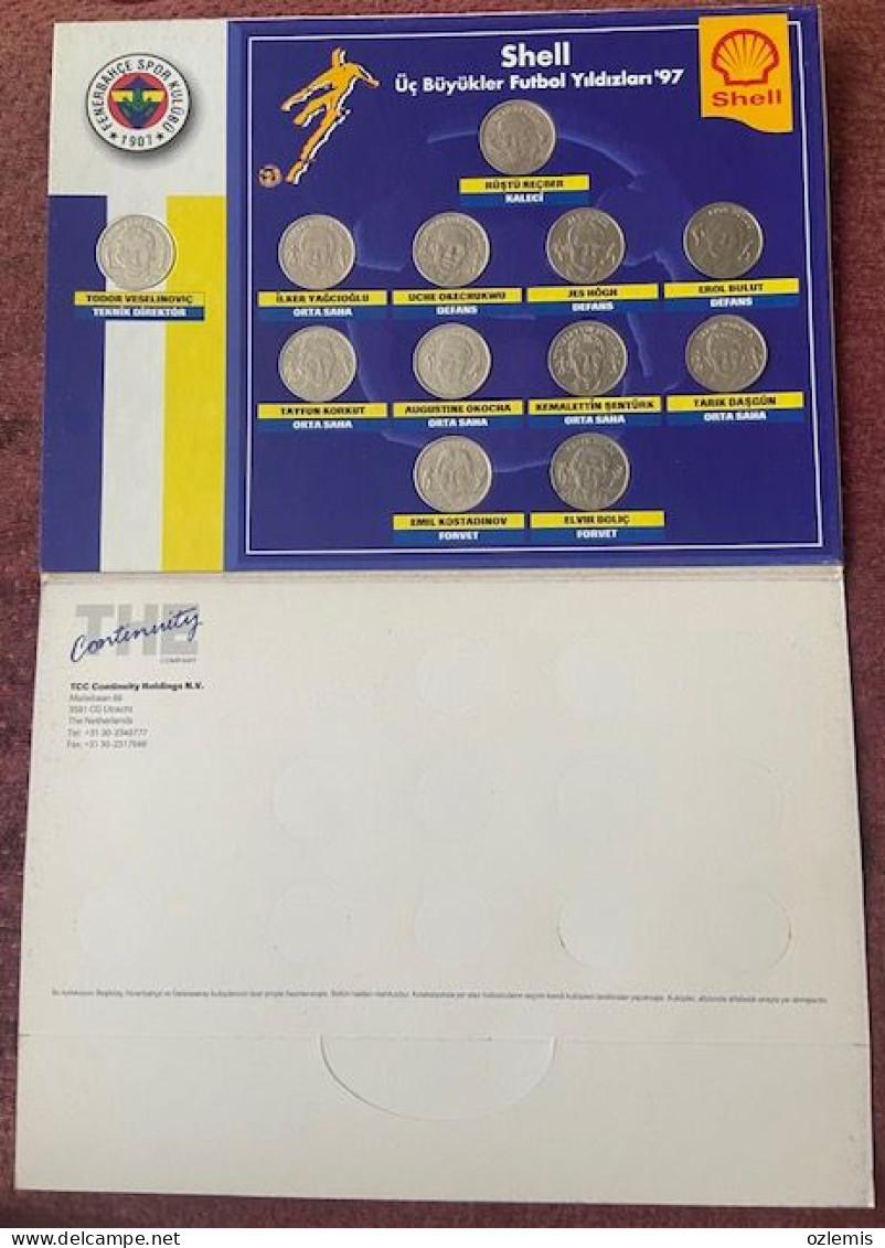 TURKEY,TURKEI,TURQUIE , FENERBAHCE ,SHELL ,FOOTBALL ,STARS OF SPORTS ,1997 , MEDALLION ,COLLECTION,TOKEN - Firma's