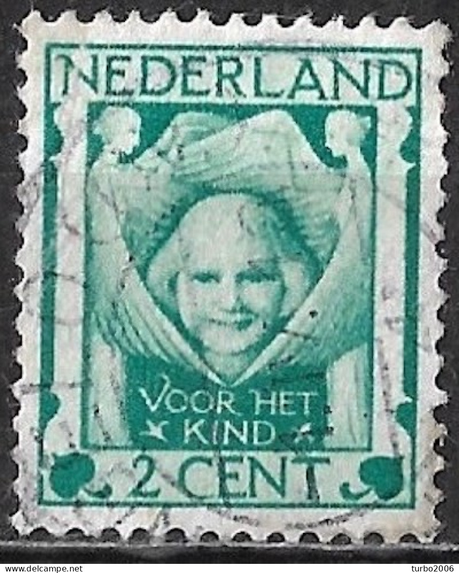 Plaatfout Groene Stip In De Vleugel En Breukje In 1924 Kinderzegels 2 + 2 Ct Groen NVPH 141 PM 2 - Plaatfouten En Curiosa