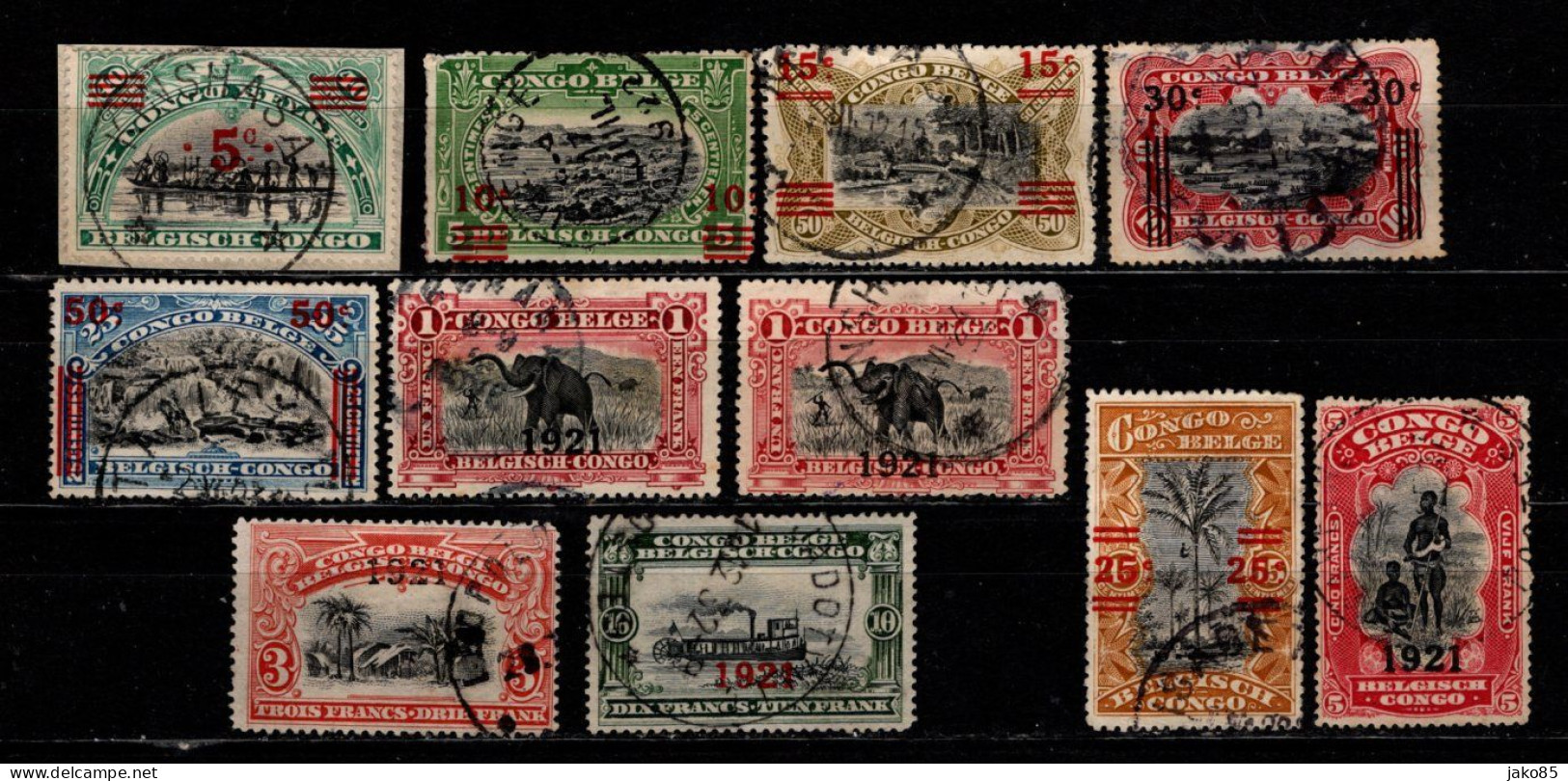 - CONGO BELGE - 1921 - YT N° 85+86/87+88/94 - Oblitérés - Ungebraucht