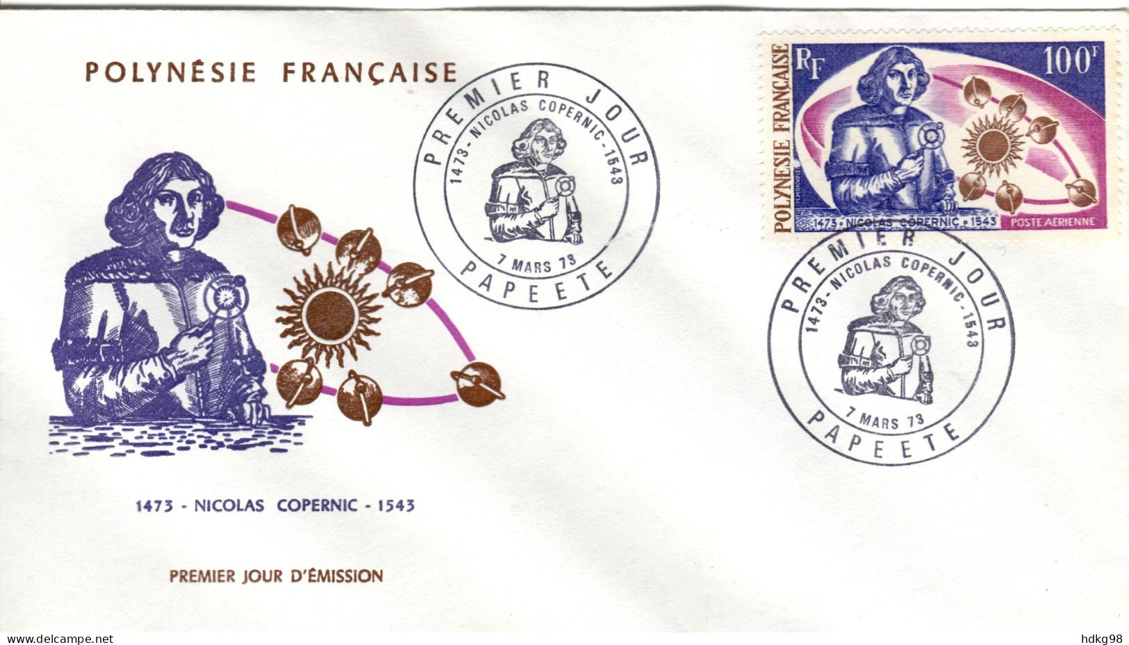 F P+ Polynesien 1973 Mi 164 FDC Kopernikus - Covers & Documents