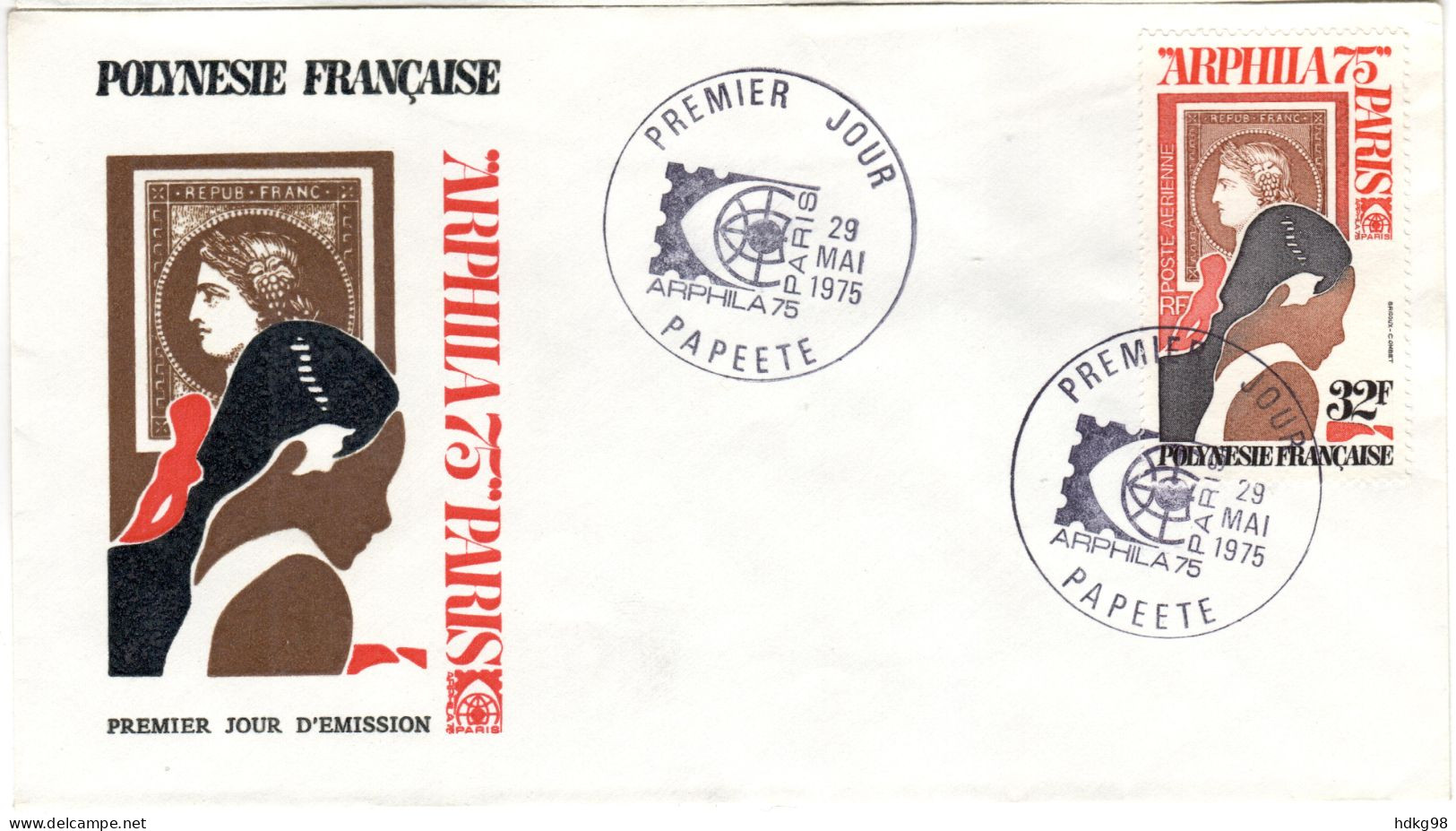 F P+ Polynesien 1975 Mi 195 FDC ARPHILA - Lettres & Documents