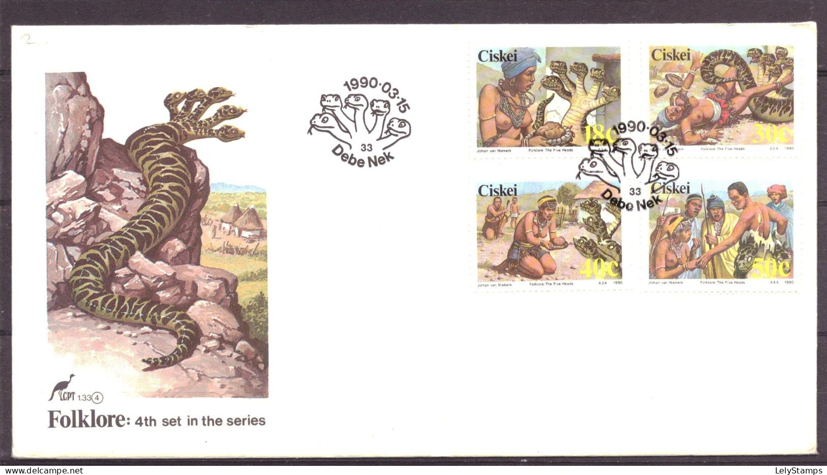 Ciskei 166 T/m 169 Unwritten FDC 1.33 5 Headed Snake Animals Nature (1990) - Ciskei