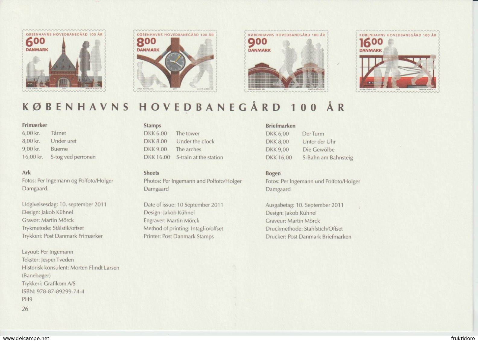 Denmark 2011 Prestige Booklet - Copenhagen Train Station 100th Anniversary - Lettere