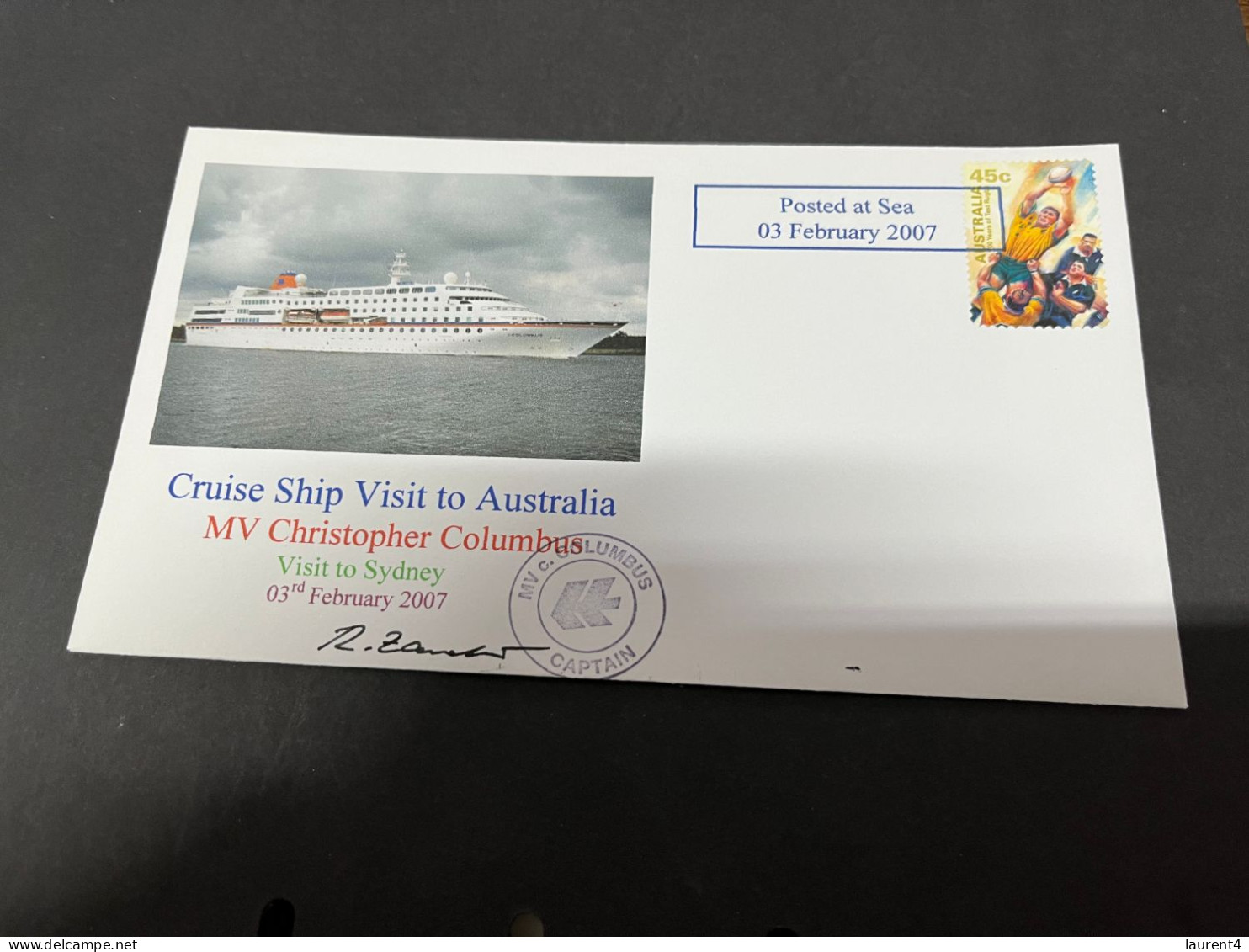 14-7-2023 (2 S 14) Cruise Ship Cover -  Christopher Colombus (2007) - Signed By Ship Captian's - 7 Of 10 - Sonstige (See)