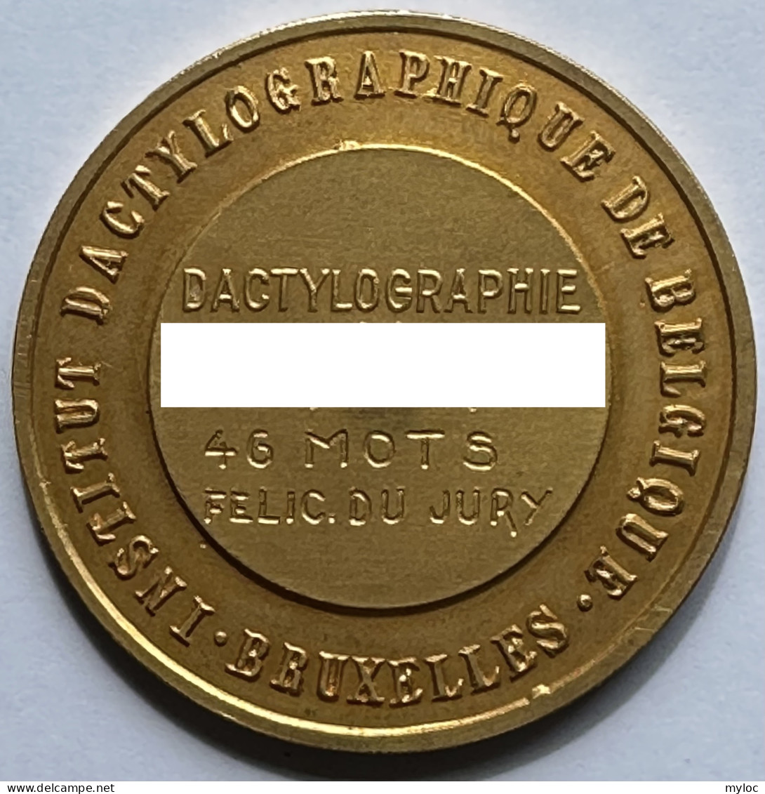 Médaille Bronze Institut Dactylographique De Belgique 46 Mots Félicitations Du Jury.  - Profesionales / De Sociedad