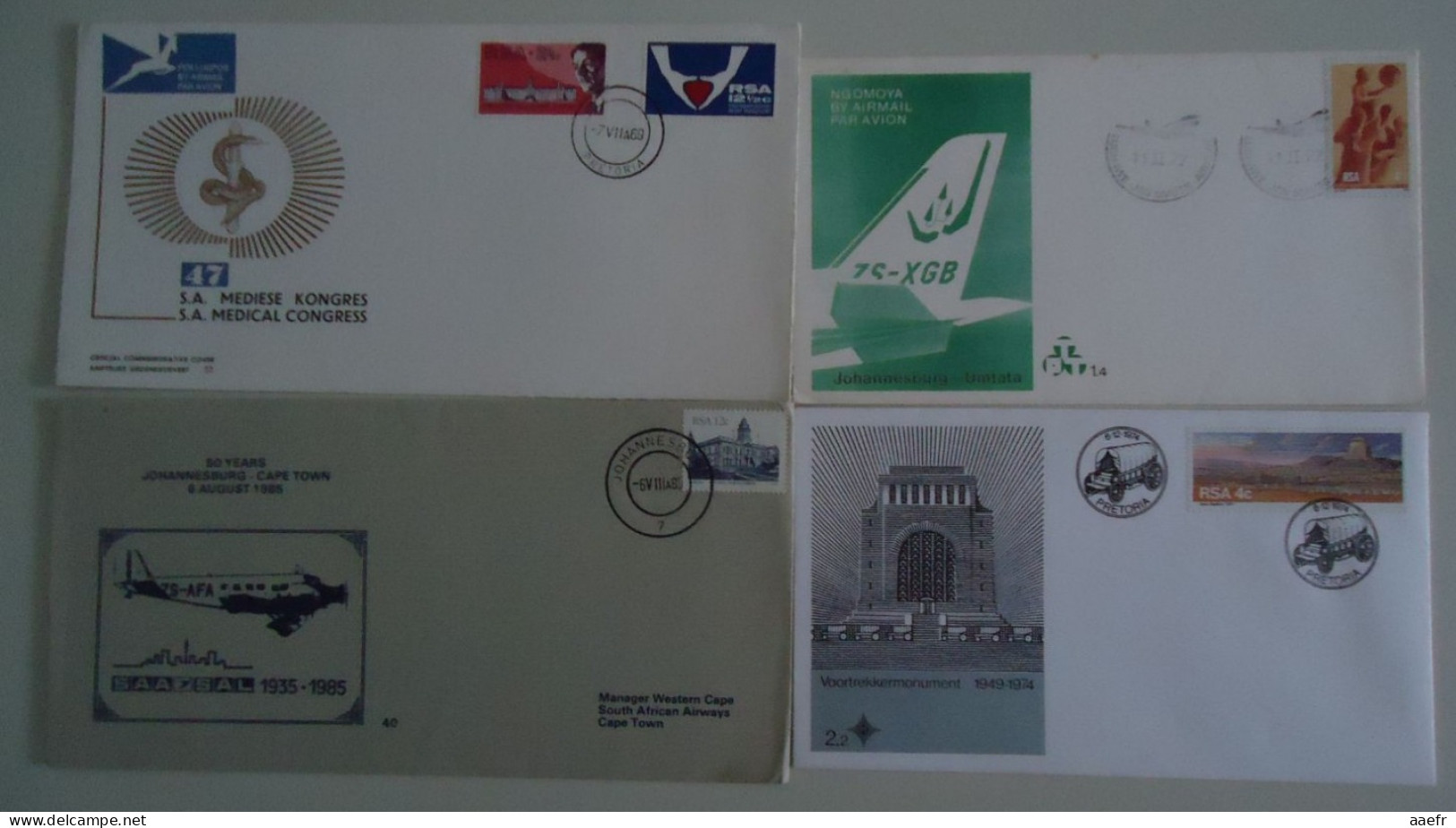 Afrique Du Sud 1969/85 - Petit Lot De 4 FDC - Voortrekkermonument - Umtata - 50 Year SAA/SAL - Medical Congress - FDC