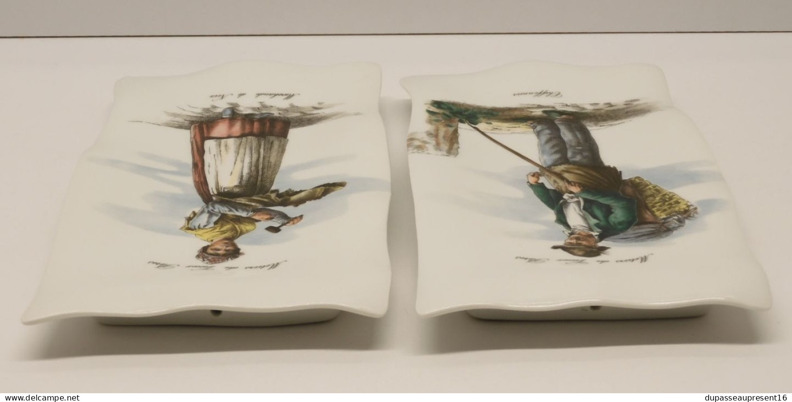 -2 PLAQUES PORCELAINE LIMOGES TERNET VIEUX METIERS PARIS CHIFFONNIER MARCHANDE    E