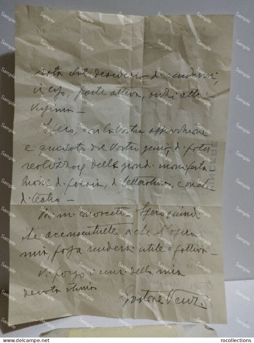 Signed Letter Lettera Firmata Regista GASTONE VENZI. Roma 1944. Circolo Artistico Via Margutta. - Schilders & Beeldhouwers