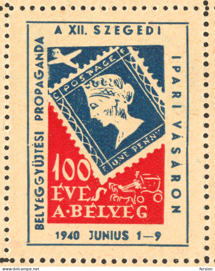 BLACK PENNY KING Mathias GUTENBERG 500 BALLOON Post Przemyśl POLAND 1940 Hungary LABEL VIGNETTE CINDERELLA Szeged - Sin Clasificación