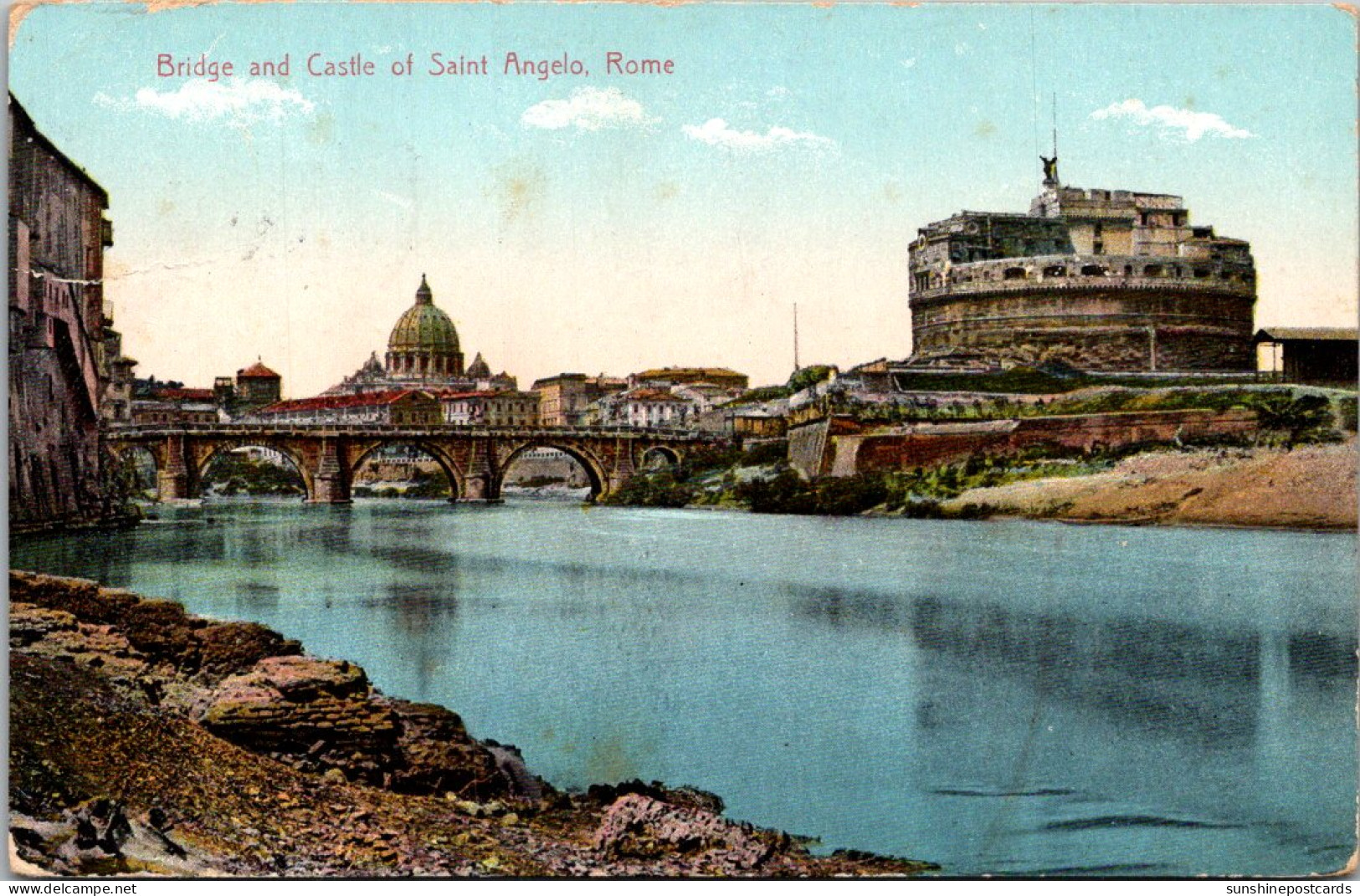 Italy Roma Rome Bridge And Castle Of Saint Angelo 1913 - Bridges