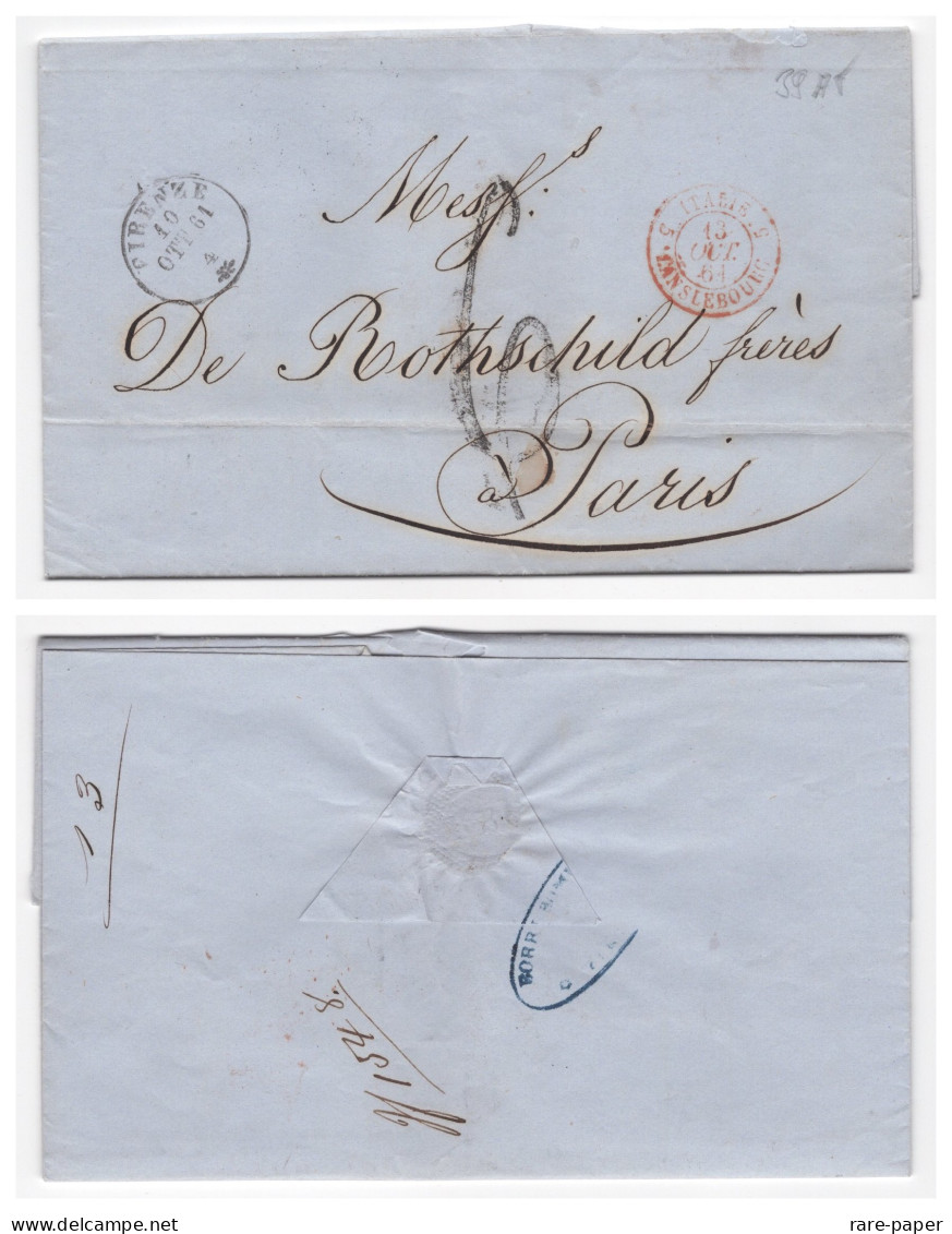 1857 The Rothschild Family Ashkenazi Jewish Judaica Stamped Letter  - Judaika, Judentum