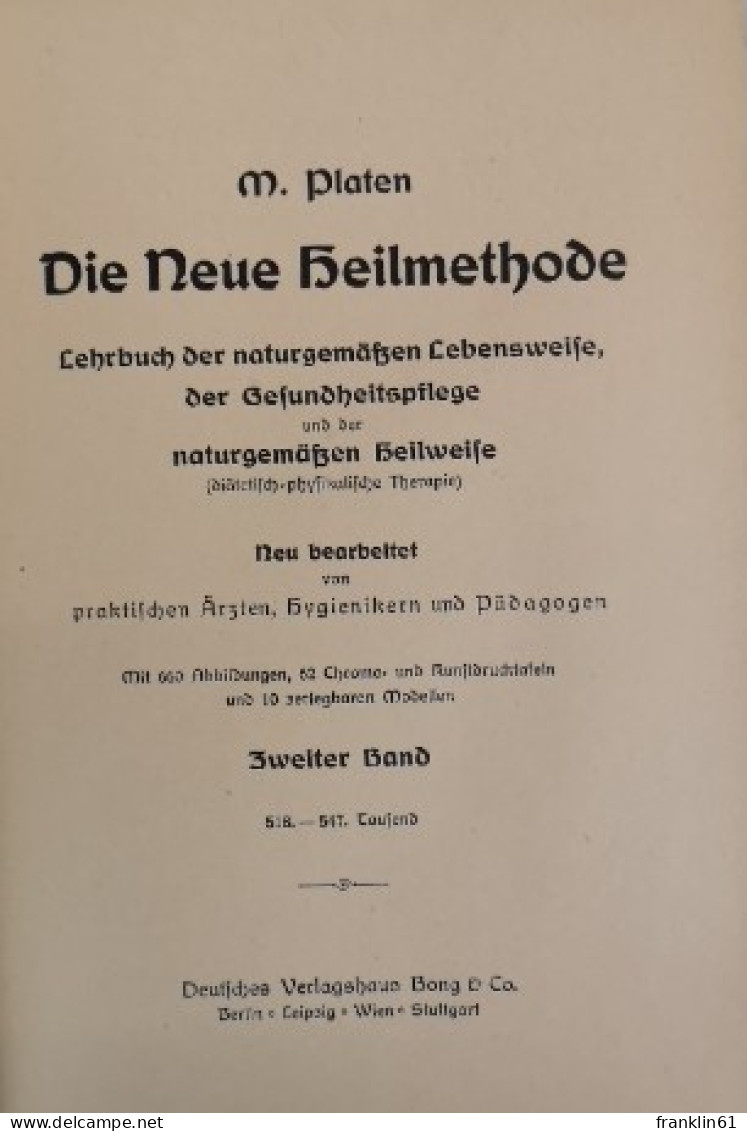 Platen Die Neue Heilmethode Lehrbuch Der Naturgemäßen Lebensweise, - Lexiques