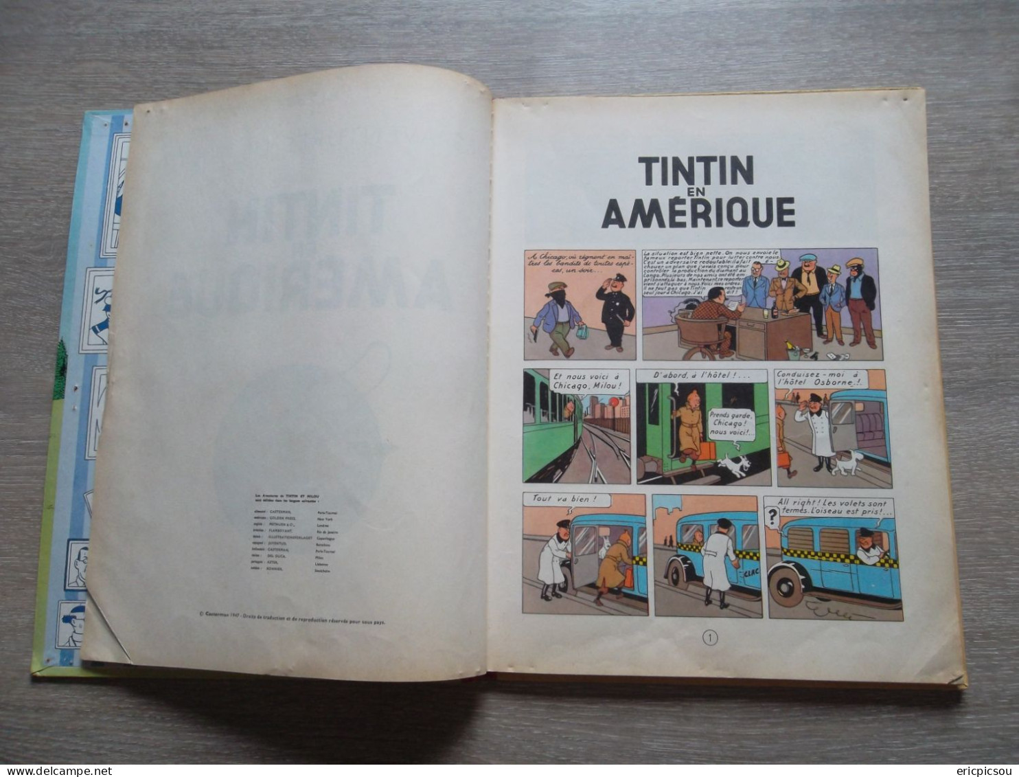 Tintin " En Amérique " B30 1961 ( Lire ) - Hergé