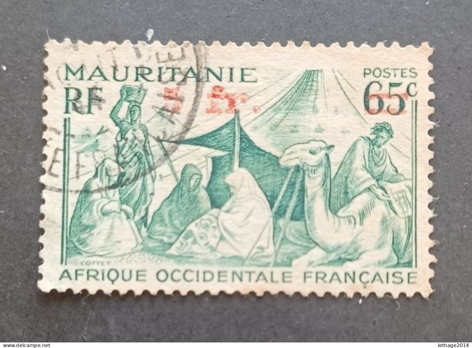 COLONIE FRANCE MAURITANIE 1944 NOMADES CAT YVERT N 135 OVERPRINT EVANESCENT - Used Stamps