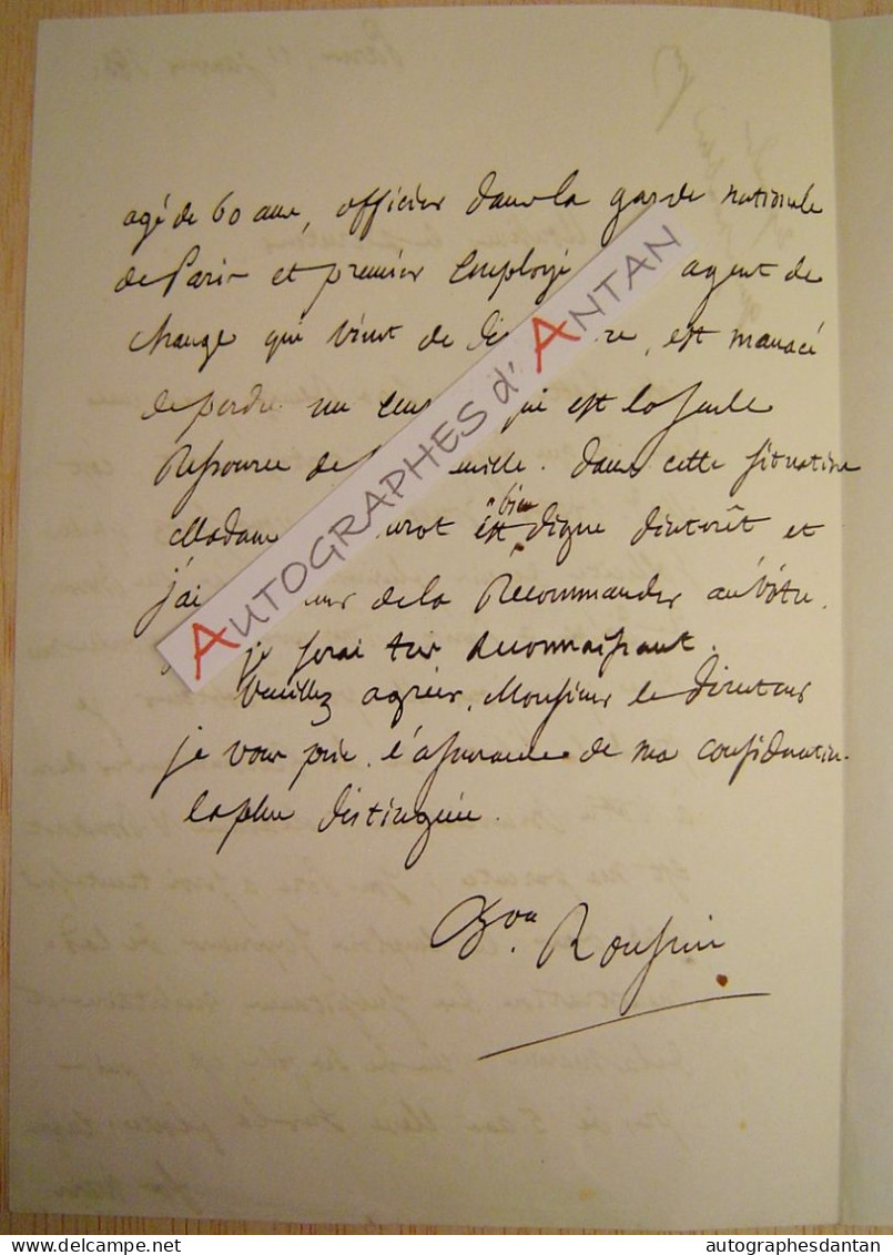 ● L.A.S 1841 Baron Amiral Albin Reine ROUSSIN Né à Dijon - Mme Boucherot - Lettre Autographe LAS - Marine - Politisch Und Militärisch