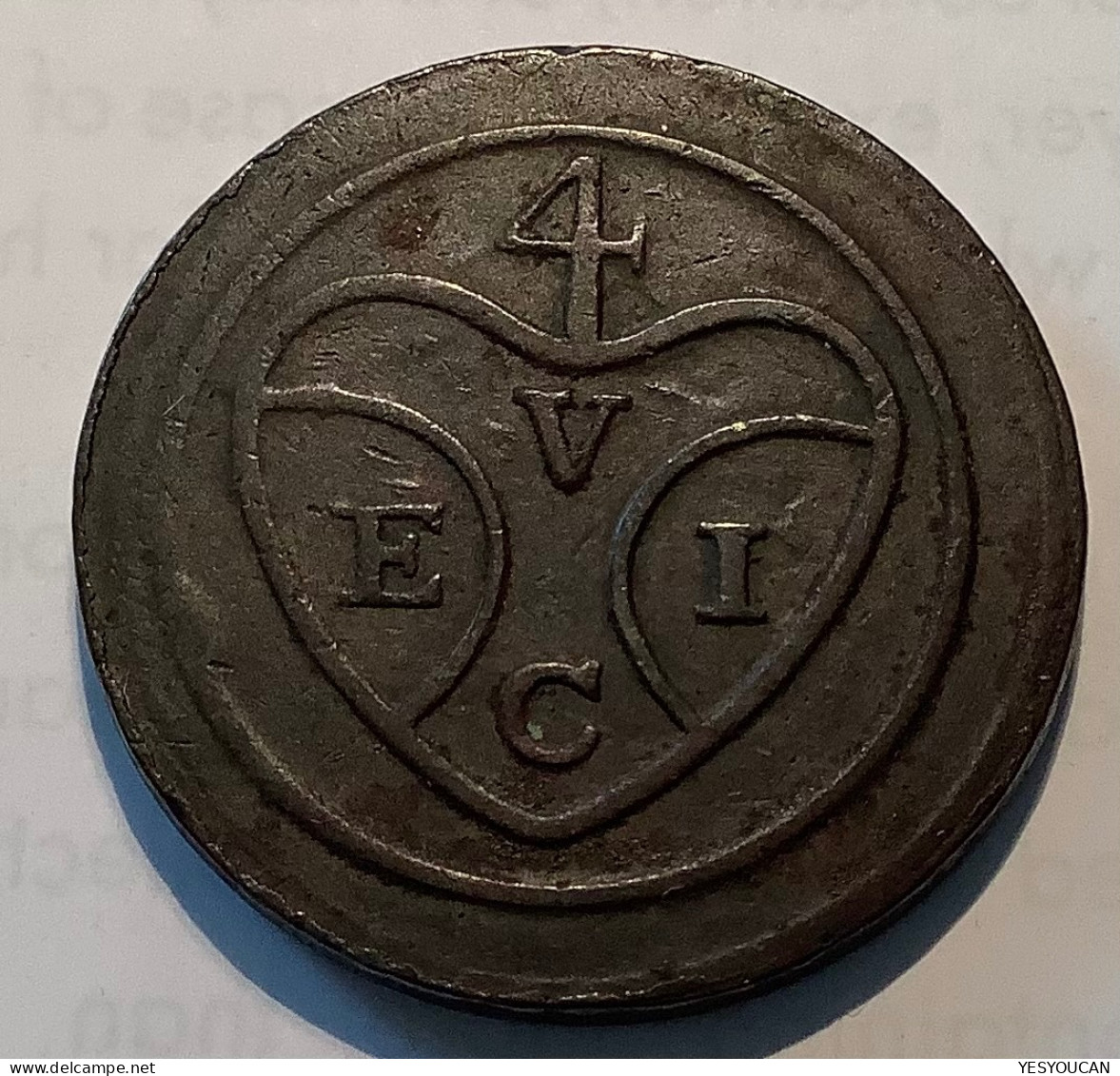 East India Company 19th C. Scarce Bronze Weight Or Token "4 / V E I C", Very Fine (Inde, Coin Monnaie - Indien