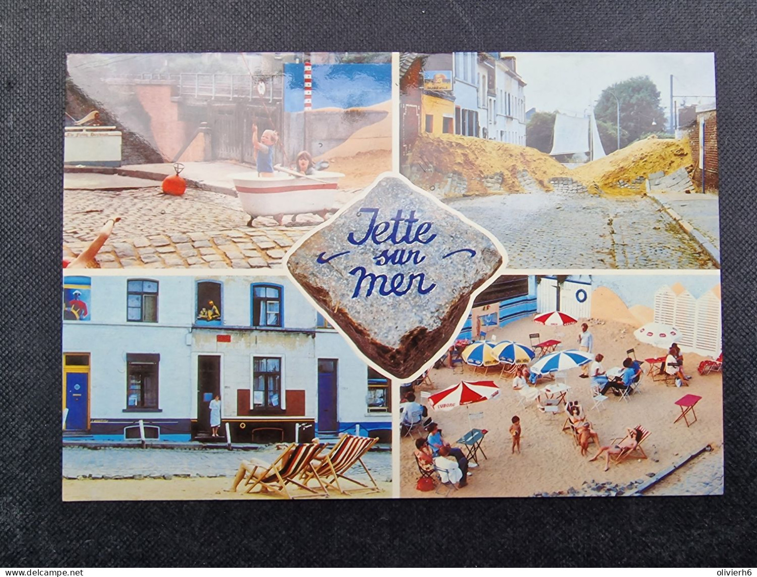 CP BELGIQUE (M2304) JETTE SUR MER (2 Vues) Multivue Un Rêve Dessous Les Pavés 1983 La Pierre Dans L'art Belge Contempora - Jette