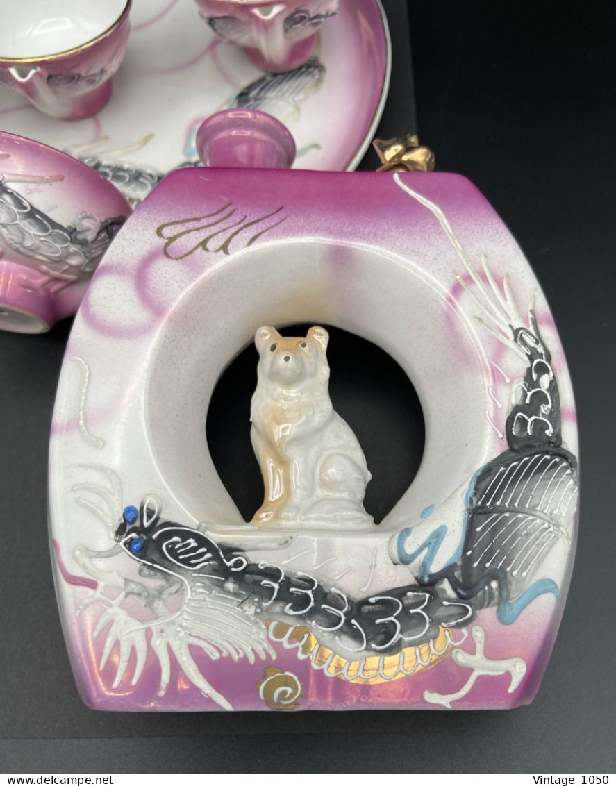 Service à SAKE 8 pièces  porcelaine japonaise fait et peint à la main 1965 Made in Japan   #230707