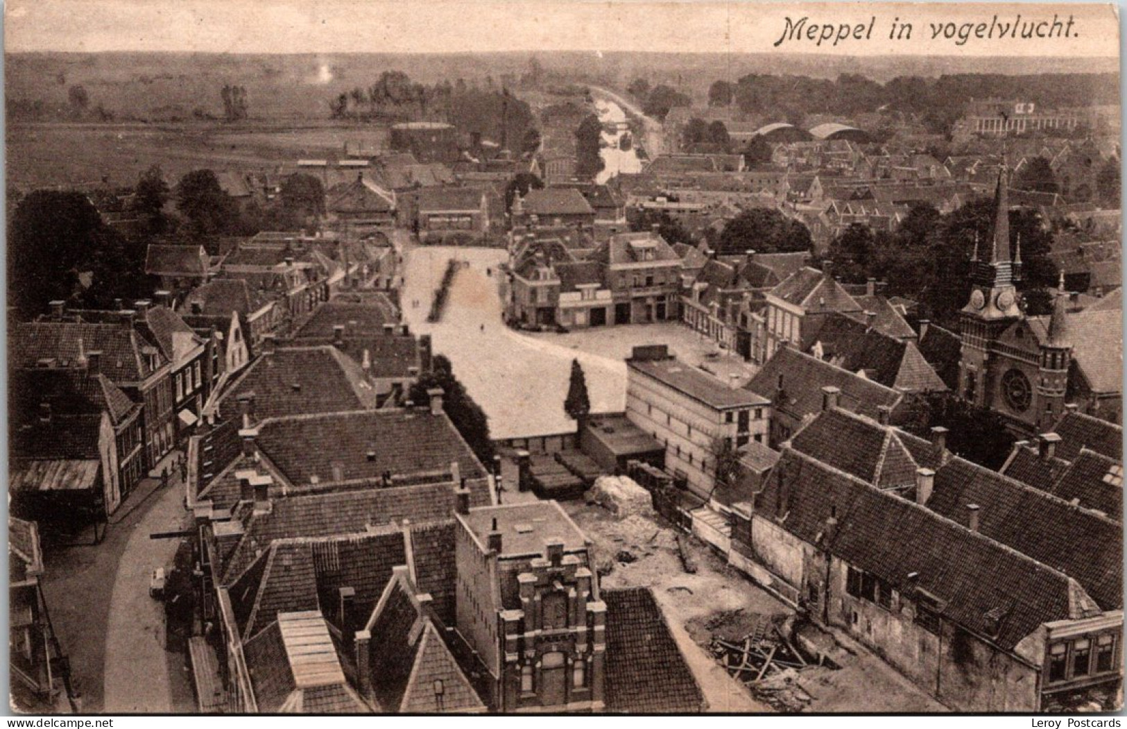 #3221 - Meppel In Vogelvlucht 1927 (DR) - Meppel