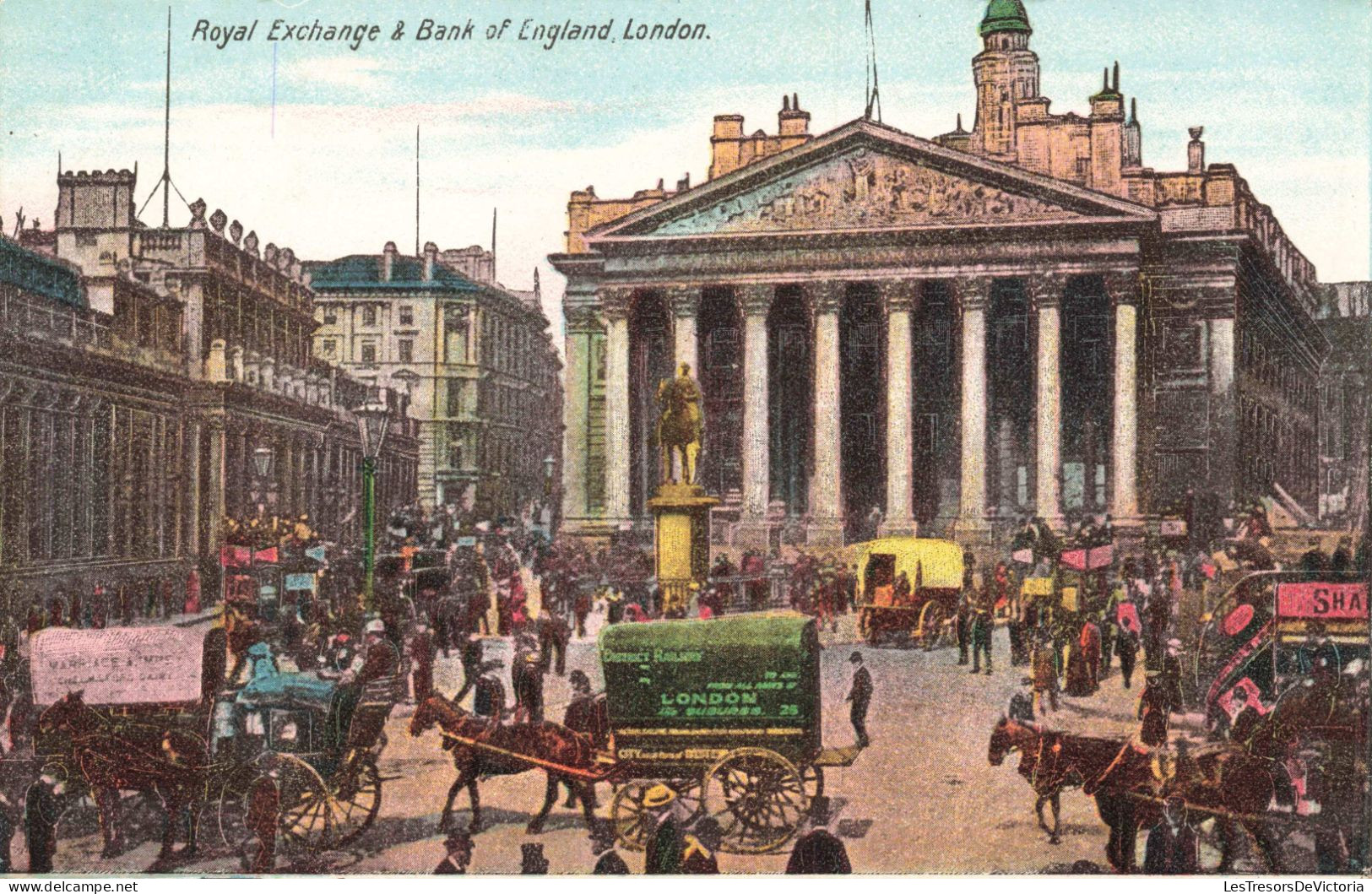 ROYAUME UNI - ANGLETERRE - LONDON - Royal Exchange & Bank Of England - Animé - Colorisé - Carte Postale Ancienne - Londen - Buitenwijken