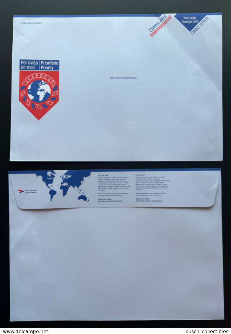 Cape Kap Cabo Verde Stationery Entier Postal Ganzsache Taxa Paga Correio Azul Internacional Pre-paid 200g Airmail Exprès - Cap Vert