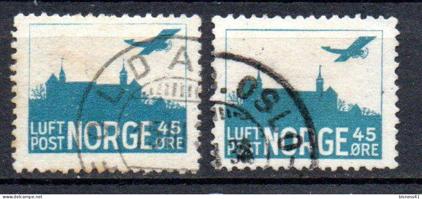 Col33 Norvege Norway Norge Aerien 1927  N° 1 Et 1A Oblitéré  Cote : 12,00€ - Used Stamps