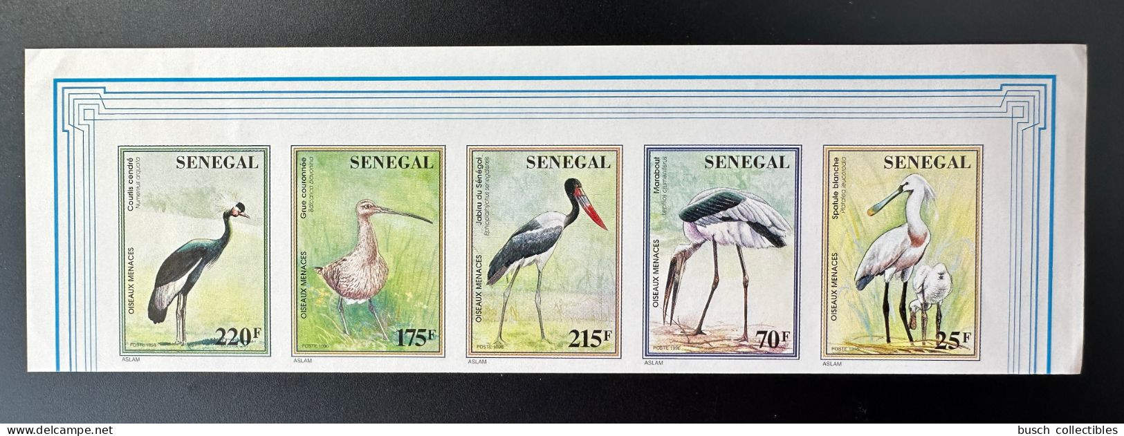 Sénégal 1996 / 1997 Mi. 1463 - 1467 ND IMPERF Oiseaux Menacés Threatened Birds Gefährdete Vögel Faune Fauna Strip Of 5 - Ooievaars