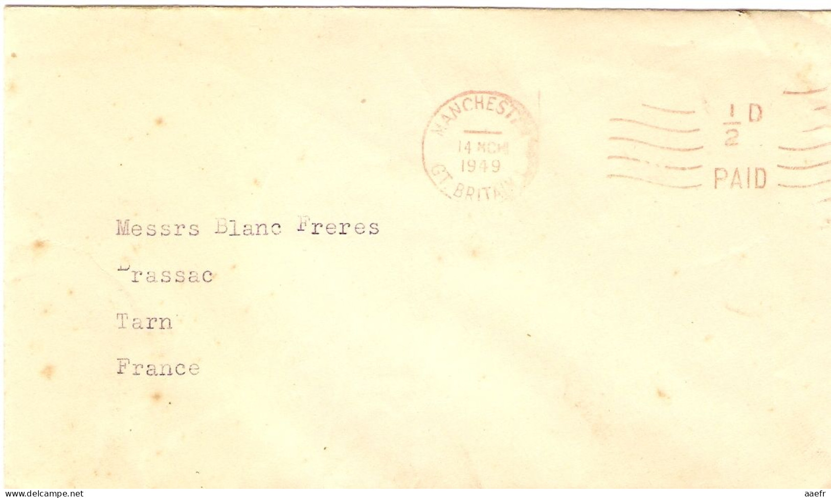 Grande-Bretagne 1949 - George VI 1/2d Paid - Machine Cancel - Franking Machines (EMA)